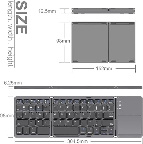 Teclado Bluetooth Plegable Mouse Almohadilla Táctil B033