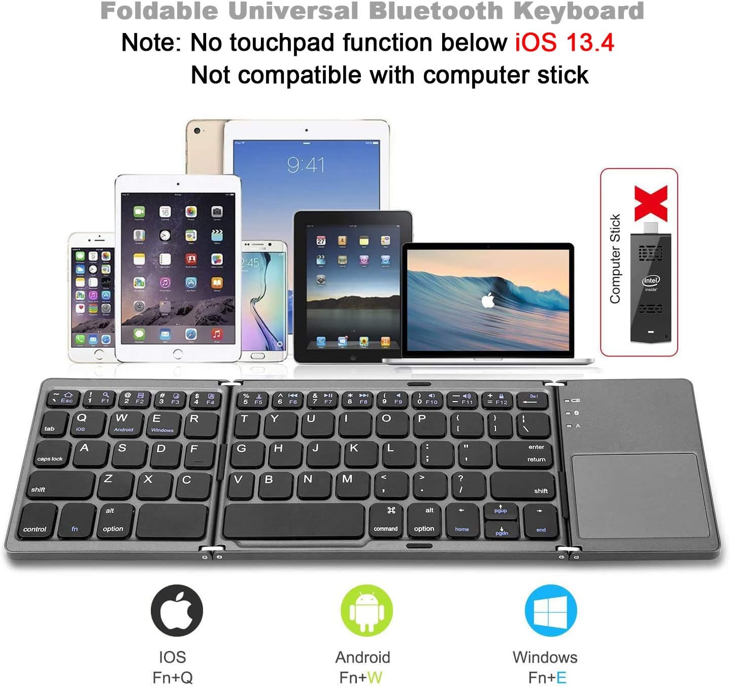 Teclado Bluetooth Plegable Mouse Almohadilla Táctil B033